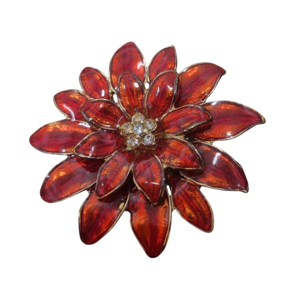 Vintage Poinsettia Brooch - Picture 3 of 5